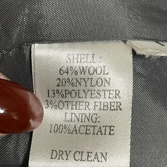 LOFT Charcoal Wool blend Belted Trench Coat size 8 - Picture 10 of 15